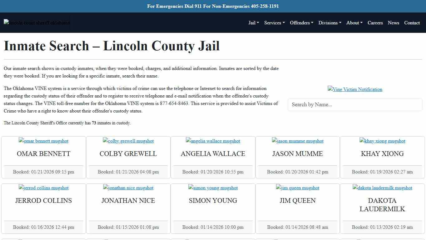 Inmate Search Lincoln County Sheriff's Office